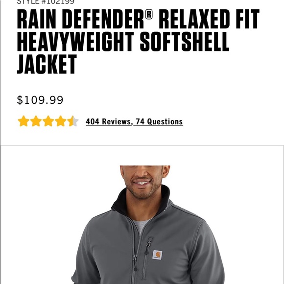 Carhartt Other - Carhartt Mens L gray jacket rain defender relaxed fit
